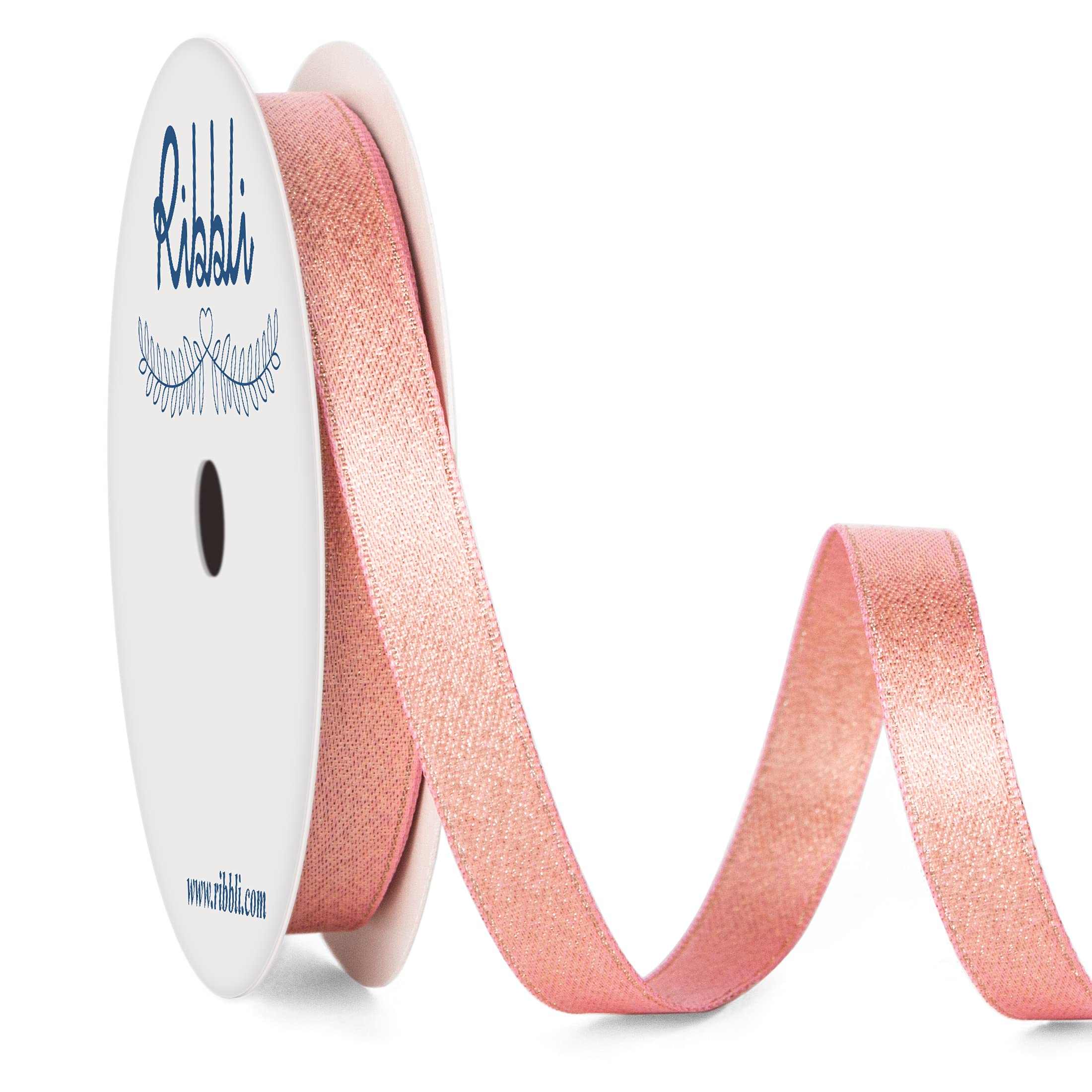 Ribbli Rose Gold Double Faced Purl Ribbon, Luxury