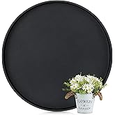 Hanobe Ottoman Serving Tray Round: Large Faux Leather Coffee Table Trays 18 Inches Decorative Black Modern Home Decor for Living Room Sofa Couch Kitchen Counter Bedroom