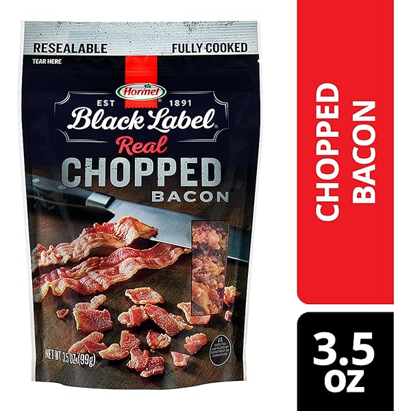 HORMEL BLACK LABEL SNACKS POUCH – CHOPPED BACON, FULLY COOKED BACON, SNACK BAGS, 3.5 OZ POUCH