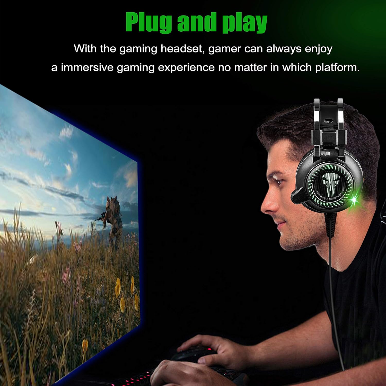 Ps4 Headset With Noise Canceling Mic Led Light Ps4 Green Ps5 Xbox One Controller Gt Ps4 Gaming Headset With 7 1 Surround Sound Stereo Compatible With Pc Game Hardware Accessories Urbytus Com