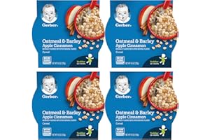 Gerber Breakfast Buddies Toddler Cereal, Oatmeal & Barley Apple Cinnamon Cereal, Non-GMO Whole Grain Oats & Real Fruit, Made for Toddlers, 4.5 OZ Tray (Pack of 4)