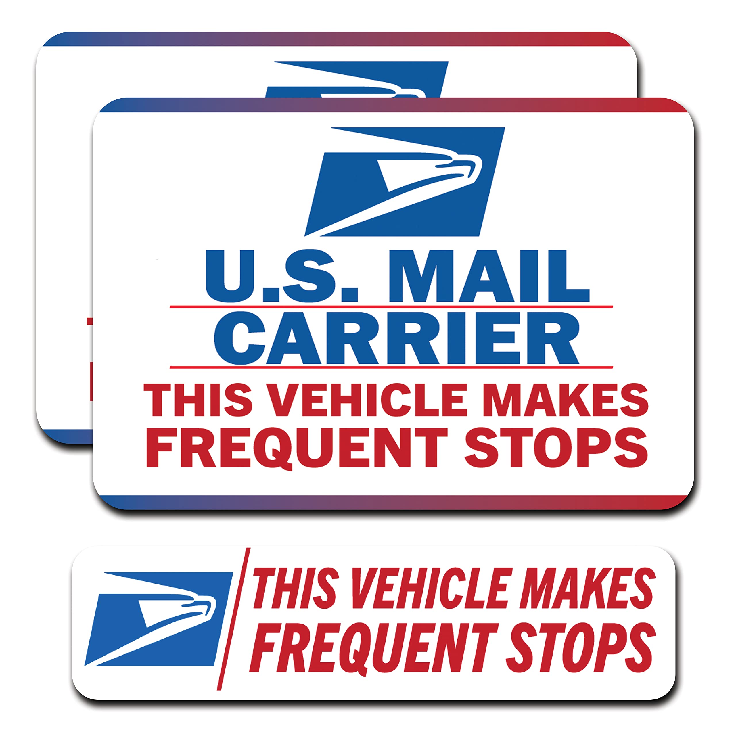 Photo 1 of (3 Pack) U.S. Mail Frequent Stops Driver Magnet Sign - Mail Carrier Supplies - Driver Heavy Duty Magnet - (2) 12" x 8" and (1) 11" x 3" - Strong Magnet Material - 30 Mil Thickness - Made in USA