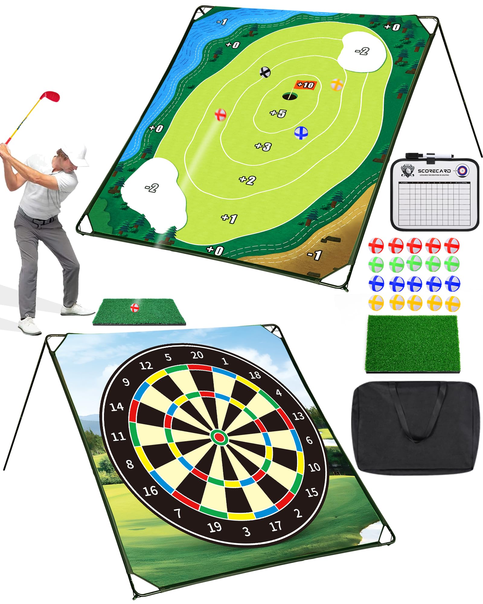 Photo 1 of HOTWIND Golf Chipping Game Set with 71"x71" Double-Sided Chipping Mat & Sticky Balls Fun Indoor and Outdoor Backyard Games for Adults Perfect Golf Gifts - Golf Clubs are Not Included
