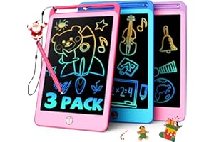 TEKFUN 3 Pack LCD Writing Tablet for Kids, 8.5 Inch Blue+Pink+Purple Doodle Board Drawing Board Reusable Drawing Tablet with Lanyard, Educational Kids