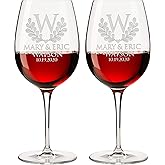 Personalized Set of 2 Wine Glass - Custom Etched Monogrammed Stemmed Glass, 20 Oz. (DESIGN-5, WINE GLASS)