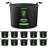 VIVOSUN 10-Pack 25 Gallon Grow Bags, Reinforced Planter Fabric Pots for Gardening Black