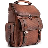 VELEZ Leather Backpack for Men 14 Inch Laptop Bag Brown Genuine Travel Pack Handmade Business Computer Carry Rucksack Professional Office School Bookbag Designer Minimalist Work Daypack Gift