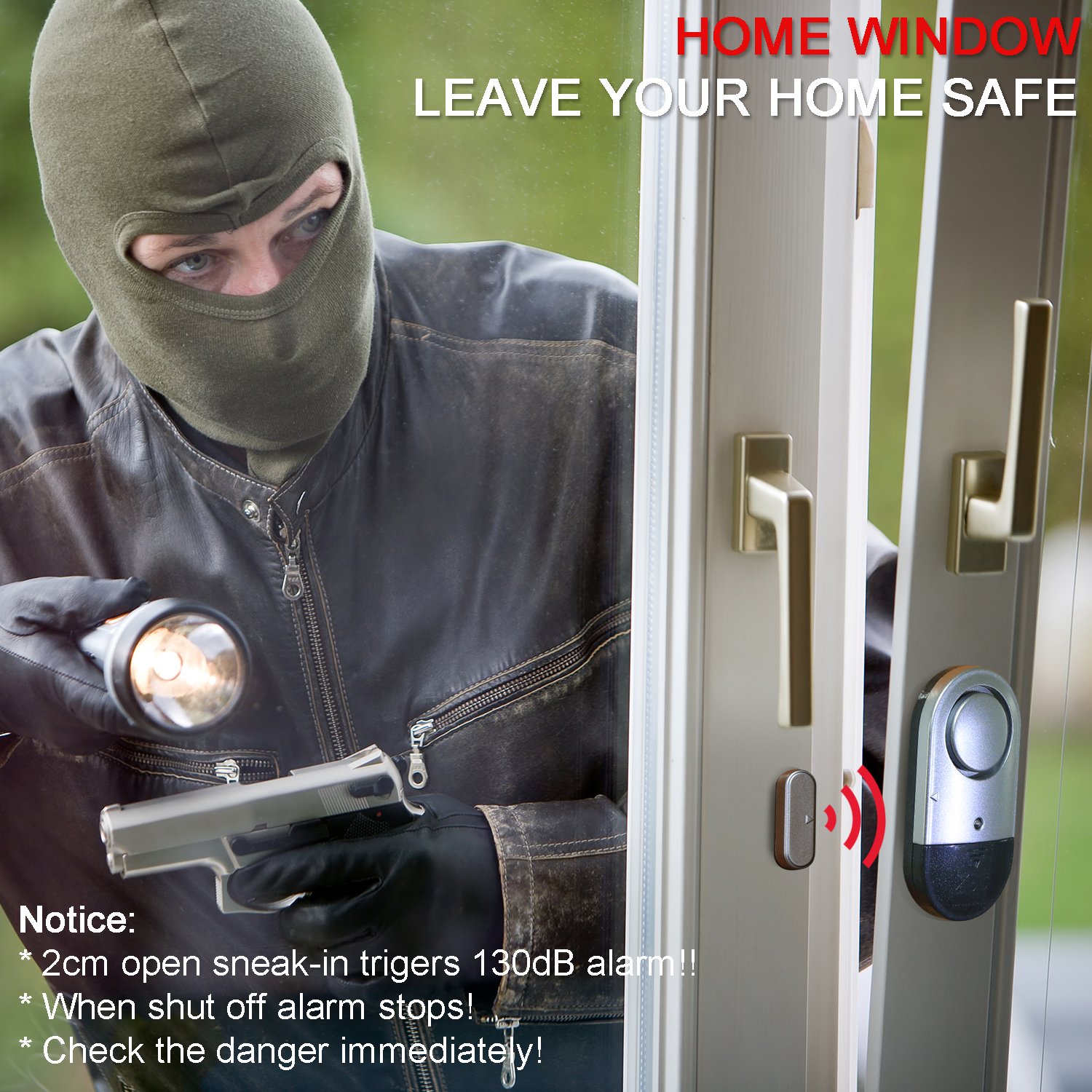 SYCOTEK Door Alarm Travel Hotel Safety Home Security Alarm, Vibration Sensor and Volume Adjustable, Stop Burglar Thief and Door Intruder to Keep Your Personal Safety in Trip or at Home, Portable Small Size, Black Silver