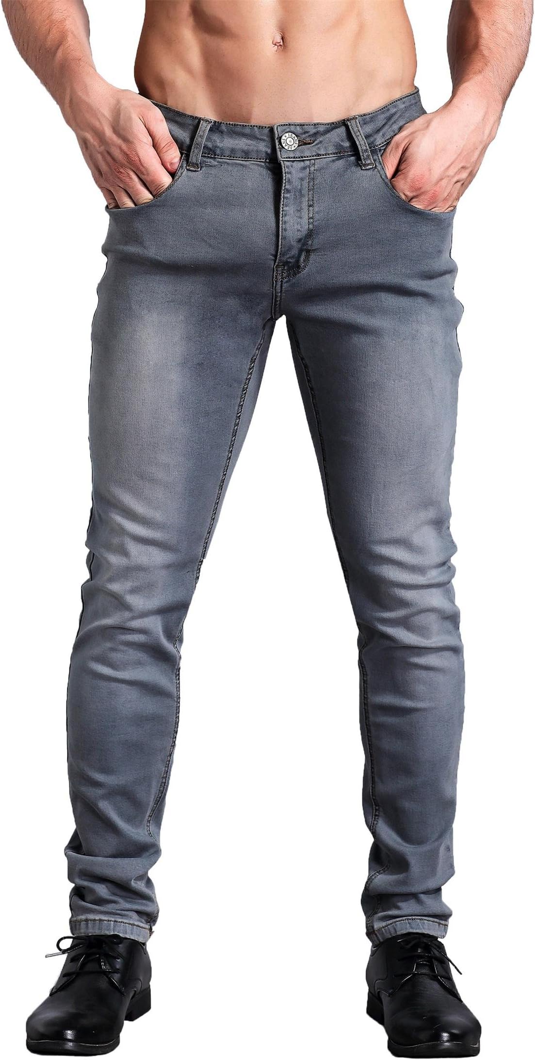 ZADDIC Skinny Fit Jeans Men's Younger-Looking Fashionable Colorful Super Comfy Stretch Slim Fit Tapered Jeans Pants.