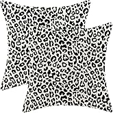 Leopard Print Pillow Covers 18x18 Pack of 2 Black Animal Pattern Cheetah Decorative Throw Pillow Cover Outdoor Decor Boho Abstract Modern Pillowcase Farmhouse Linen Cushion Case for Home Couch