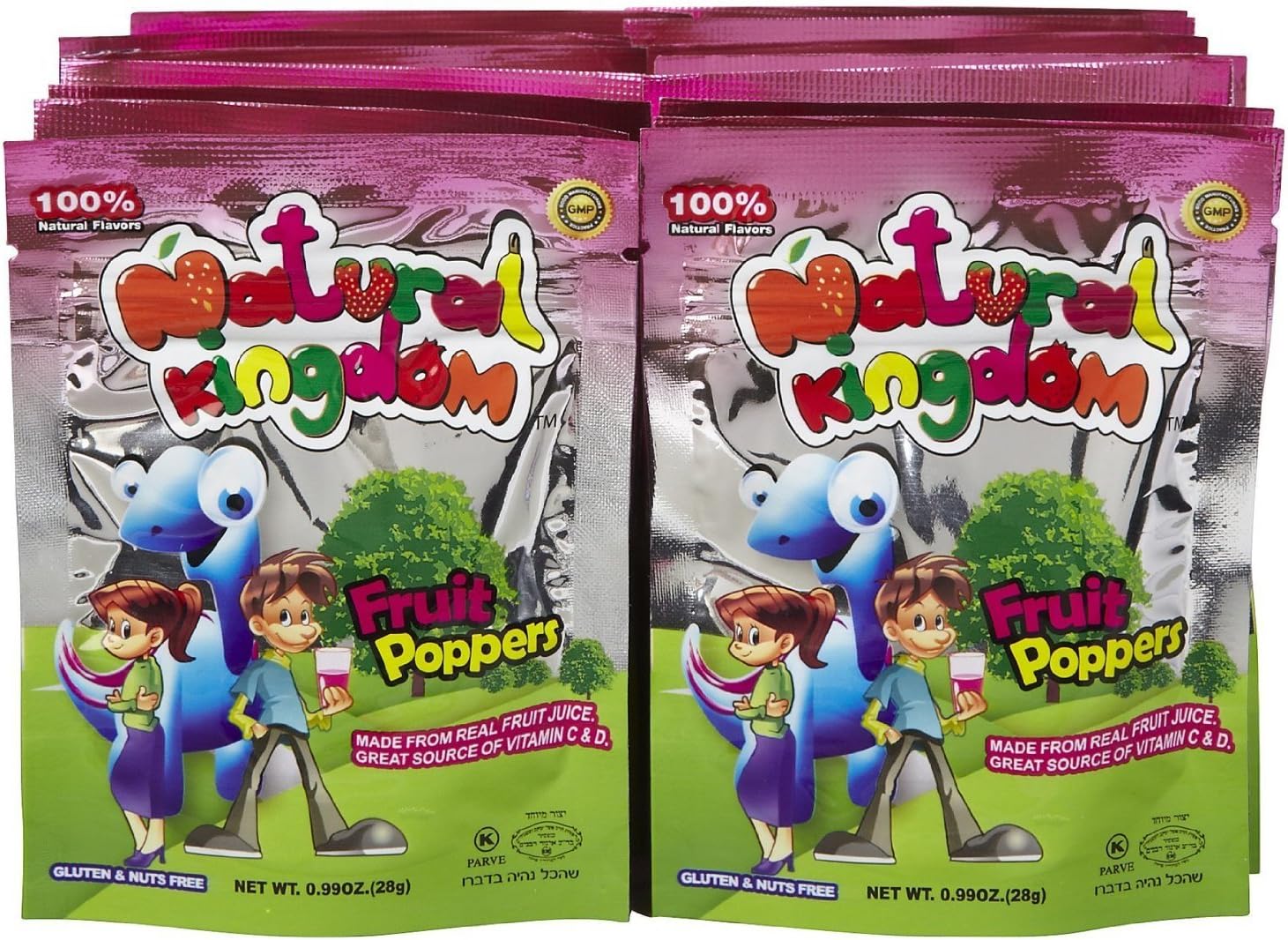 Natural Kingdom Fruit Poppers Jelly Candy with Vitamin C & D (100 Pack)