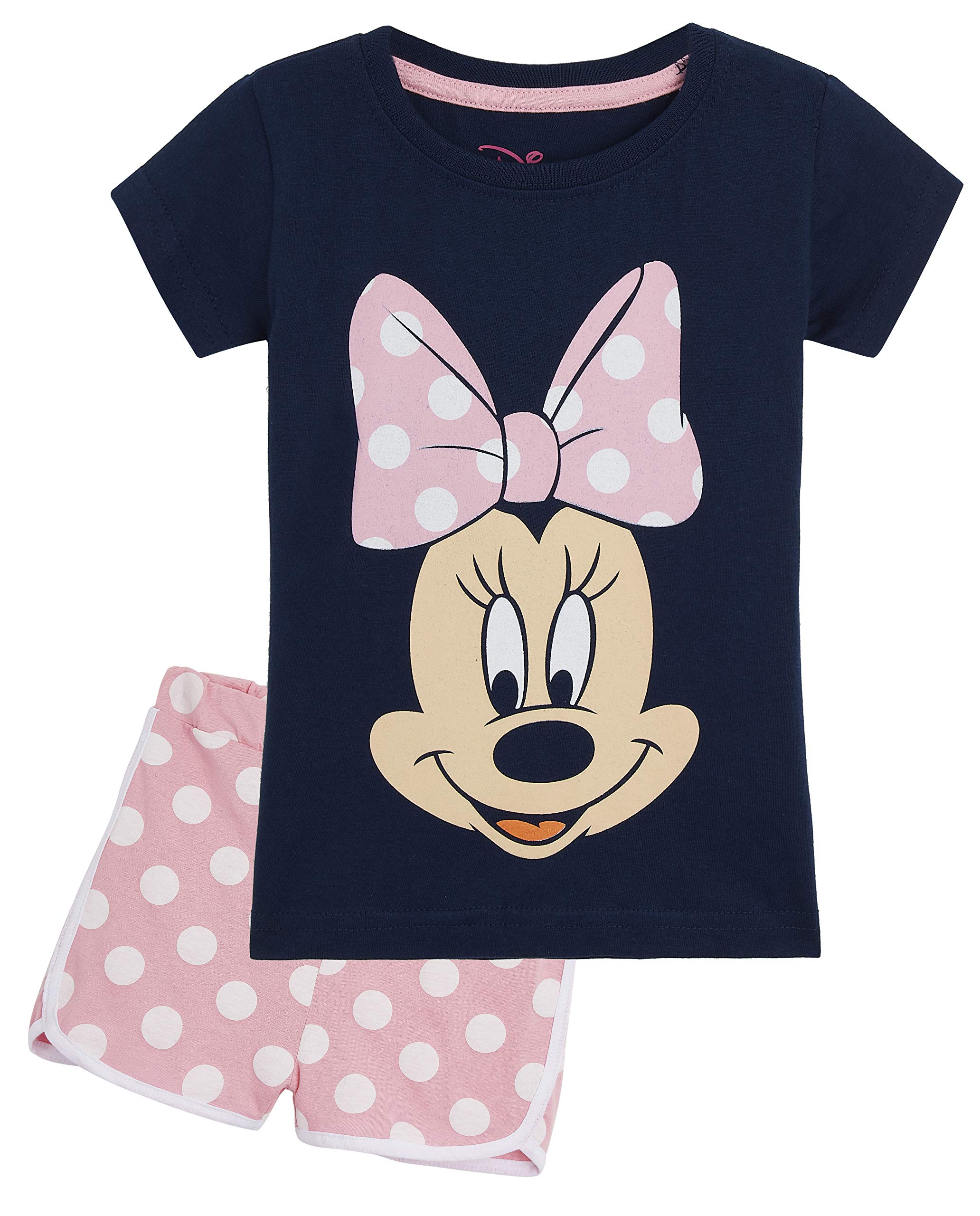 Minnie Mouse Girls Pyjamas, 2 Piece Girls Short Pyjamas, 100% Cotton Girls Summer Clothes, T-Shirt and Shorts Girls with Minnie and Unicorn, Gifts Girls Toddlers