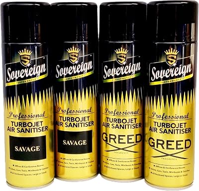 Sovereign Aerosols Savage & Greed Bundle Car Home Turbojet Air Freshener 4 Pack
