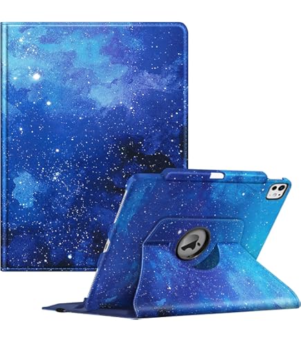 EasyAcc Custodia per iPad Pro 13 M4 (2024), sottile supporto per tablet, visione multi-angolo, stelle blu