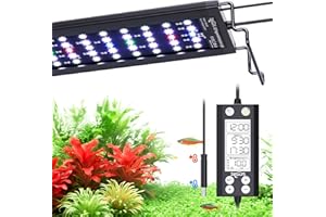 SEAOURA Aquarium LED Light with Thermometer, 48-54in Full Spectrum Lights for Fish Tank, 24/7 Programmable with Power Off Memory, WRGB Custom, 20 Level Dimmable Brightness for Freshwater Aquariums