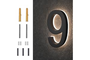 MIDIT 5 Inch Backlit LED House Numbers, Waterproof Stainless Steel, High Transparency Acrylic, LED Illuminated Home Address Number, Lighted House Numbers, Modern Address Numbers, 5 Inch Number 9