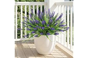 Artificial Flowers for Outdoor Planter Indoor Decor Fake Lavender Flowers UV Resistant Faux Grass Plants for Porch Decor Plan