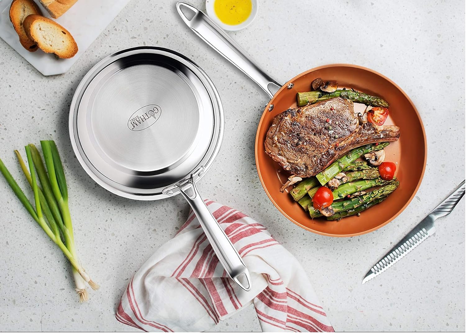 Gotham Steel Triple Ply Reinforced Stainless Steel Frying Pan, 8.5": Kitchen & Dining