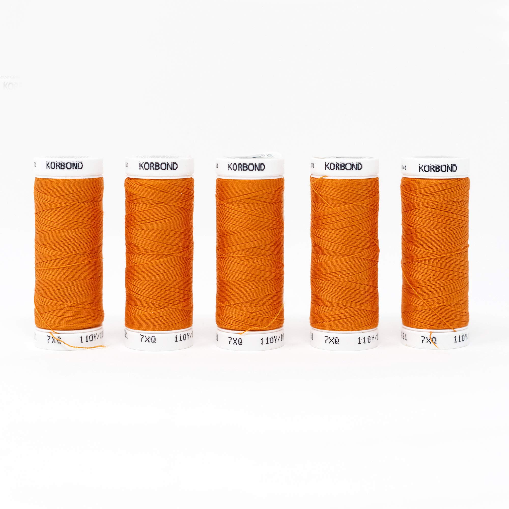 KORBOND Polyester All Purpose Thread – 500m Total – Pumpkin Orange - 5 x 100m Reels for Hand and Machine Sewing
