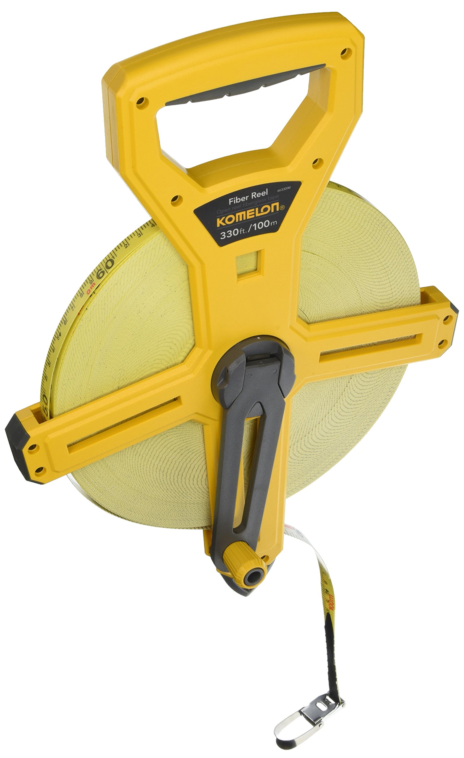 Komelon 66330IM Open Reel Fiberglass Tape Measure, 330-Feet, Hi-Viz Yellow