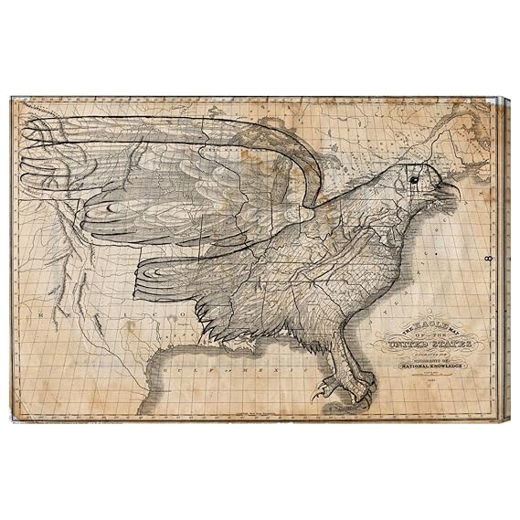 Oliver Gal The Eagle Map Of The Us 1833 Canvas Art 36 X 24 Amazon In Home Kitchen