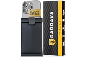 Gardava Faraday Bag for Phones & Key Fobs - 3rd Party Tested Faraday Cage for Anti-Theft, Anti-Tracking; EMP Protection; RFID Signal Blocker Shielding Pouch for Military & Law Enforcement Black
