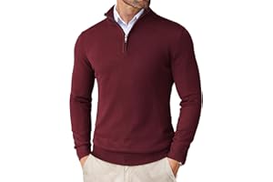 COOFANDY Men's Quarter Zip Up Sweaters Slim Fit Lightweight Mock Neck Pullover Casual Polo Sweaters