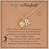 SKIRIFLA Volleyball Gifts for Teen Girls Women, Initial A-Z Name Letter Volleyball Necklace Christmas Gifts for Team Player Coach Fans