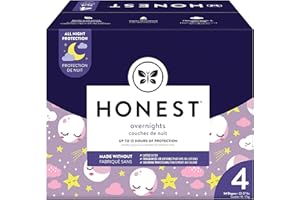 The Honest Company Clean Conscious Overnight Diapers | Plant-Based, Sustainable | Starry Night | Club Box, Size 4 (22-37 lbs), 54 Count