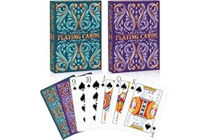 Wkchxd Playing Cards 2 Pack, Deck of Cards, Standard Playing Cards for Adult, Premium Poker Card Set, Deck of Playing Card for Blackjack,Euchre,Canasta,Family Game Night,Party Games (Blue & Purple)