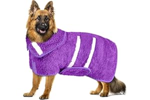 HEDGEINK Dog Bathrobe, Super Soft Dog Robe Quick Drying Dog Towels for Drying Dogs Large, Adjustable Dog Robes for After Bath, Dog Clothes and Dog Dryer XXL