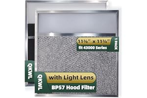 QKWL BP57 Range Hood Filter with Light Lens 11-3/8 x 11-3/4 In 1-Pack Stove Hood Vent Aluminum Grease Air Filter for Broan-NuTone 43000 Series Kitchen Exhaust Range Hood