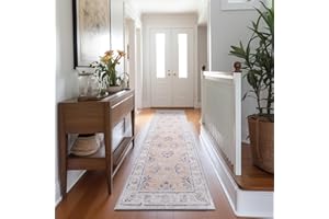jinchan Runner Rug 2x7 Kitchen Washable Rug Low Pile Vintage Rug Hallway Rug Pink Floral Print Non Slip with Rubber Backing Ultra-Thin Rug Entryway Bathroom Laundry Room Bedroom Farmhouse