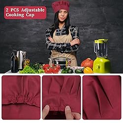TIESOME 2PCS Chef Hat Adjustable Elastic Baker