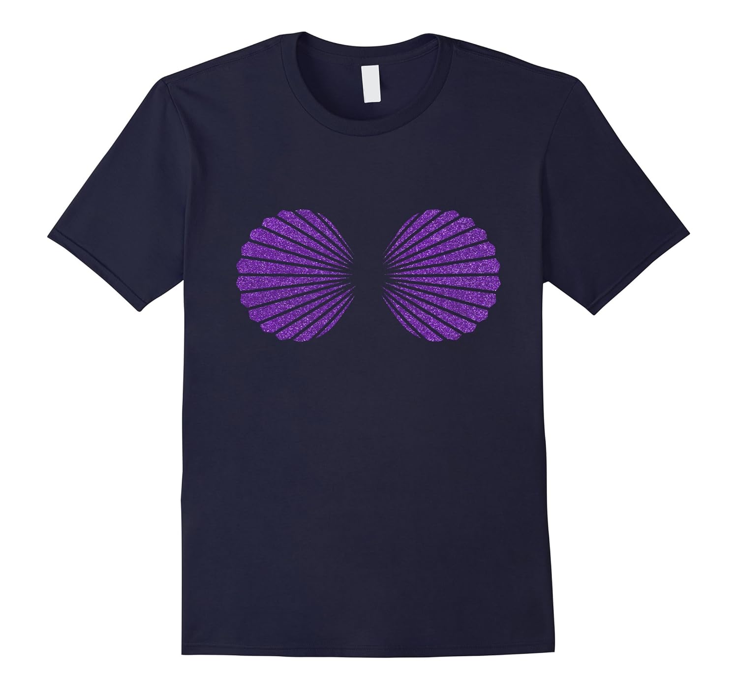 Cute Purple Glitter Shells Mermaid Bra Birthday Shirt-T-Shirt