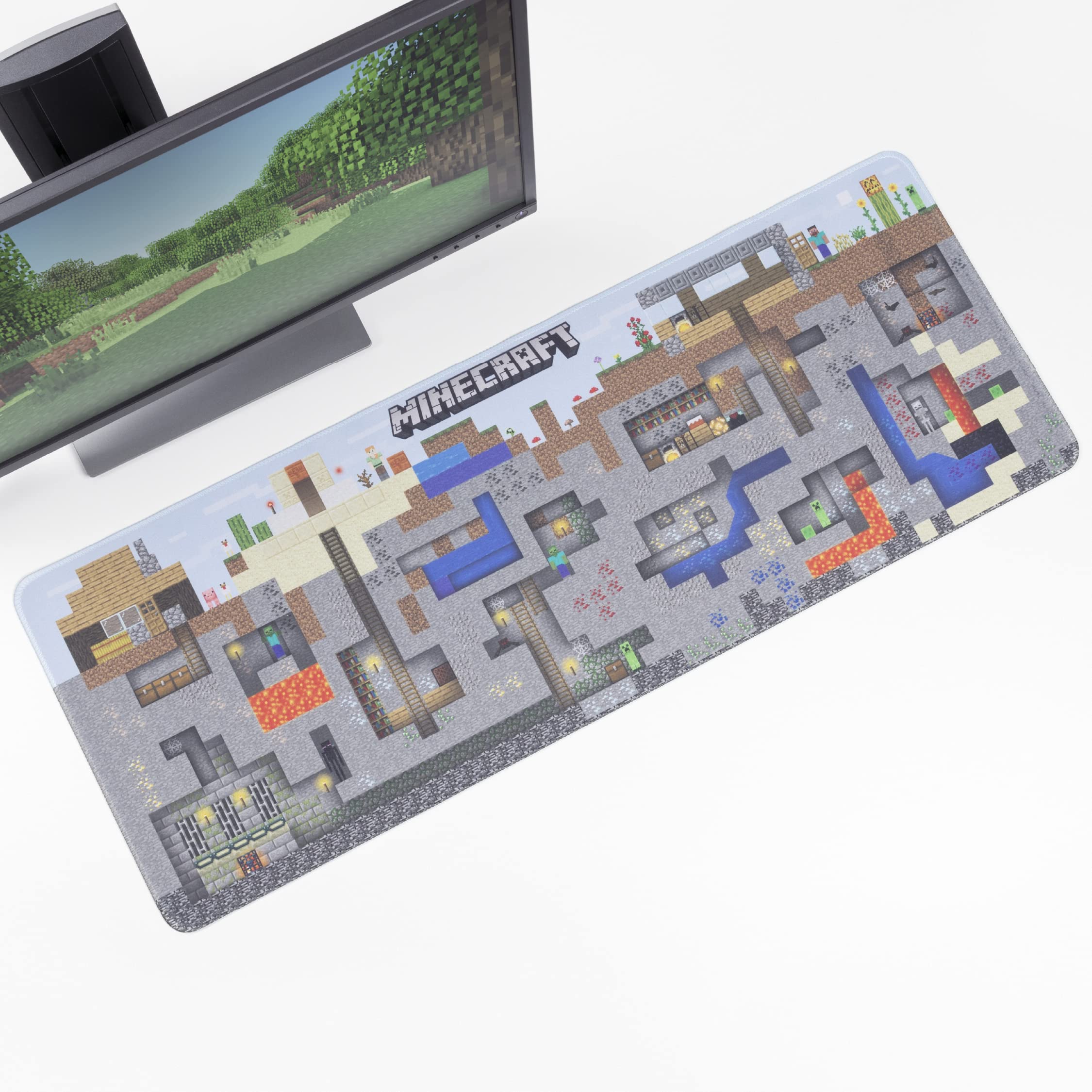 Paladone Minecraft Mining World Large Gaming Mouse Pad for Desk Keyboard Mousepad Non-Slip