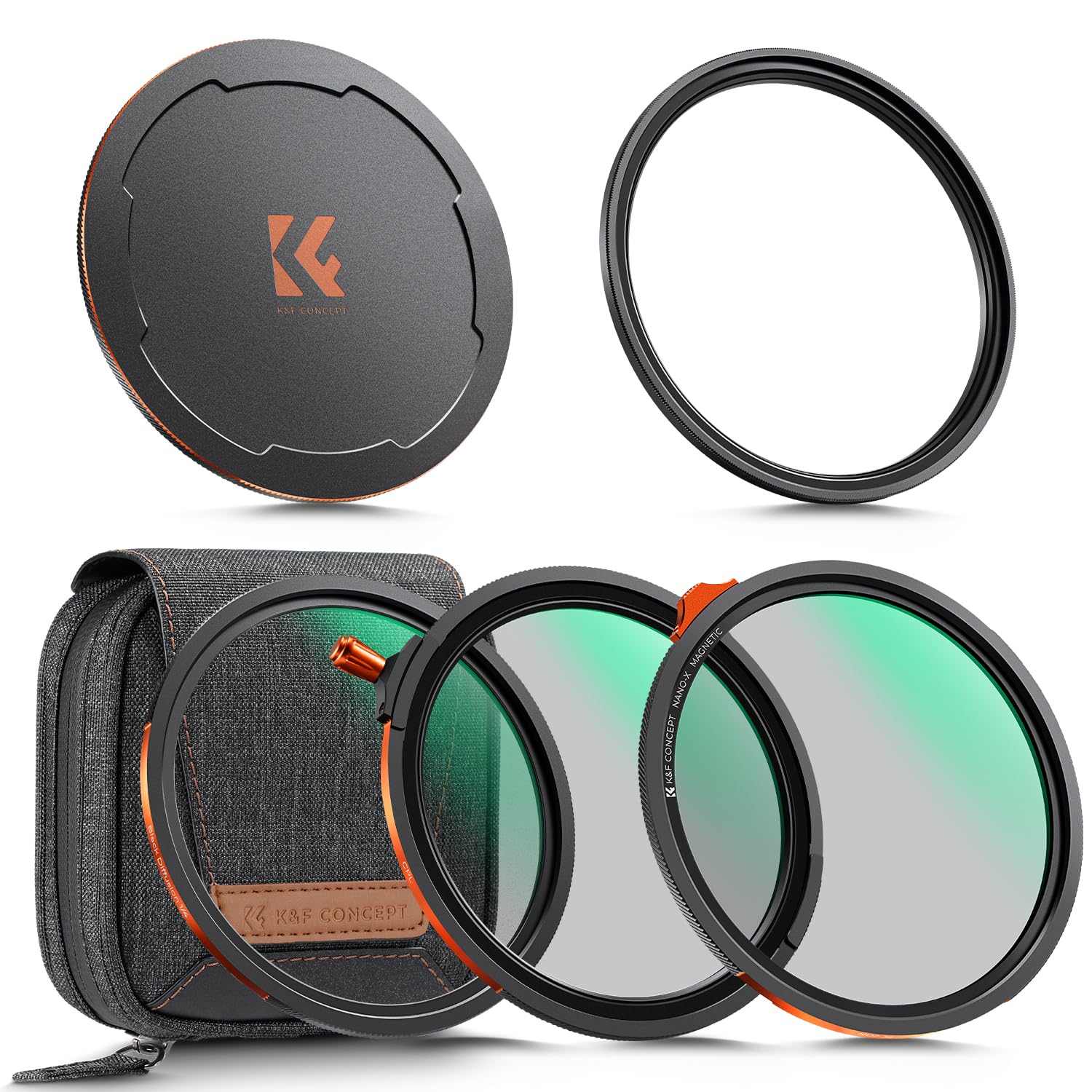 Photo 1 of K&F CONCEPT 67mm Magnetic 1s Swap 5-Pack: CPL + VND2-32 + Black Diffusion 1/4 + Magnetic Basic Ring + Lens Cap Kit with Storage Case, 28 Multi-Layer Coating for Camera Lens (Nano-X Series)