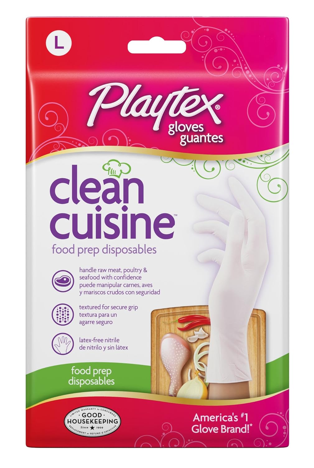 Playtex CleanCuisine Disposable Gloves, Large, 30 Count