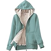 Yeokou Women's Casual Full Zip Up Sherpa Lined Hoodie Sweatshirt Jacket Coat