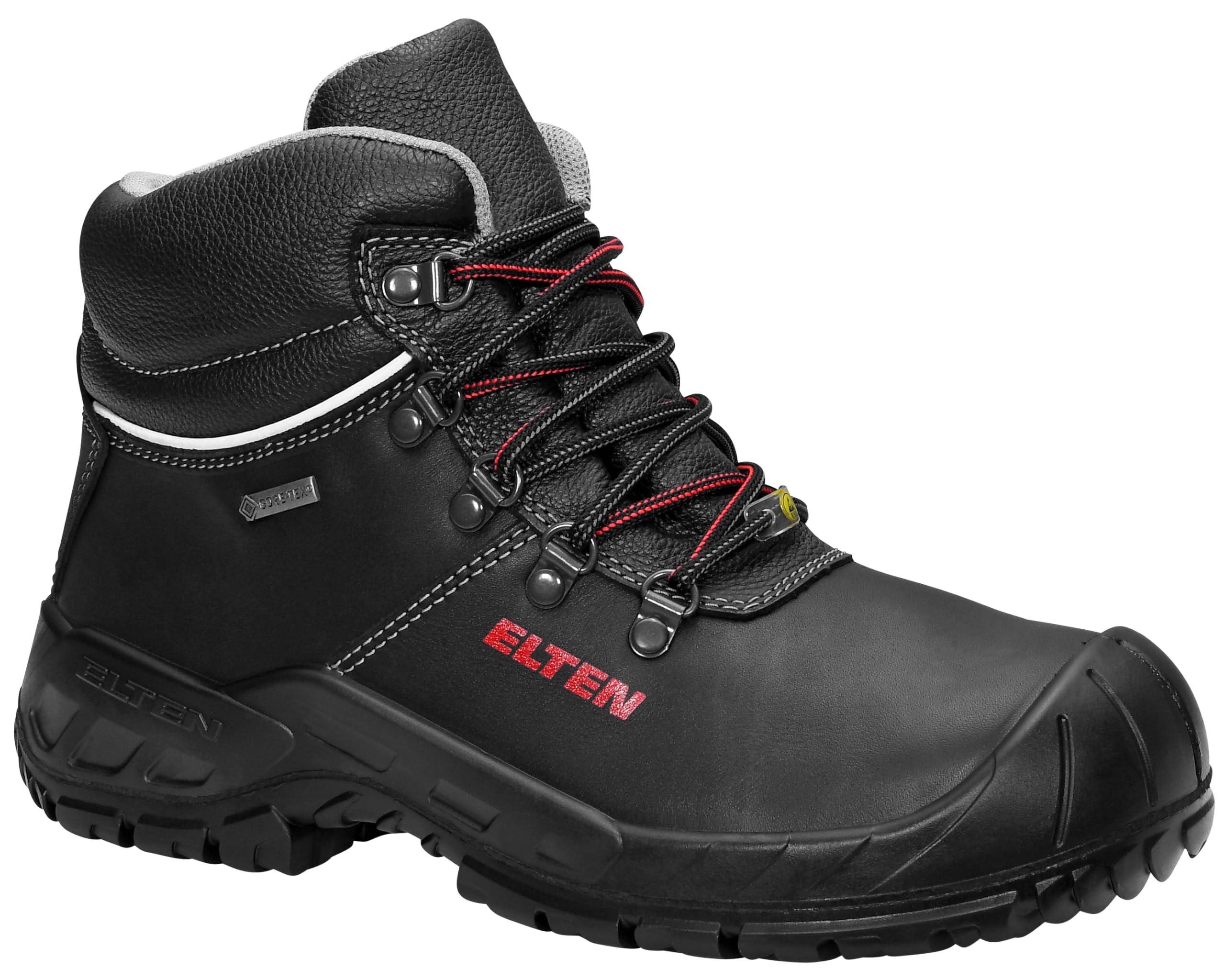 ELTEN Renzo GTX Mid ESD S3 Men's Safety Shoes Lightweight Black Steel Toe Cap Cold Insulation Gore-Tex Waterproof Breathable, Size 42 / UK 8