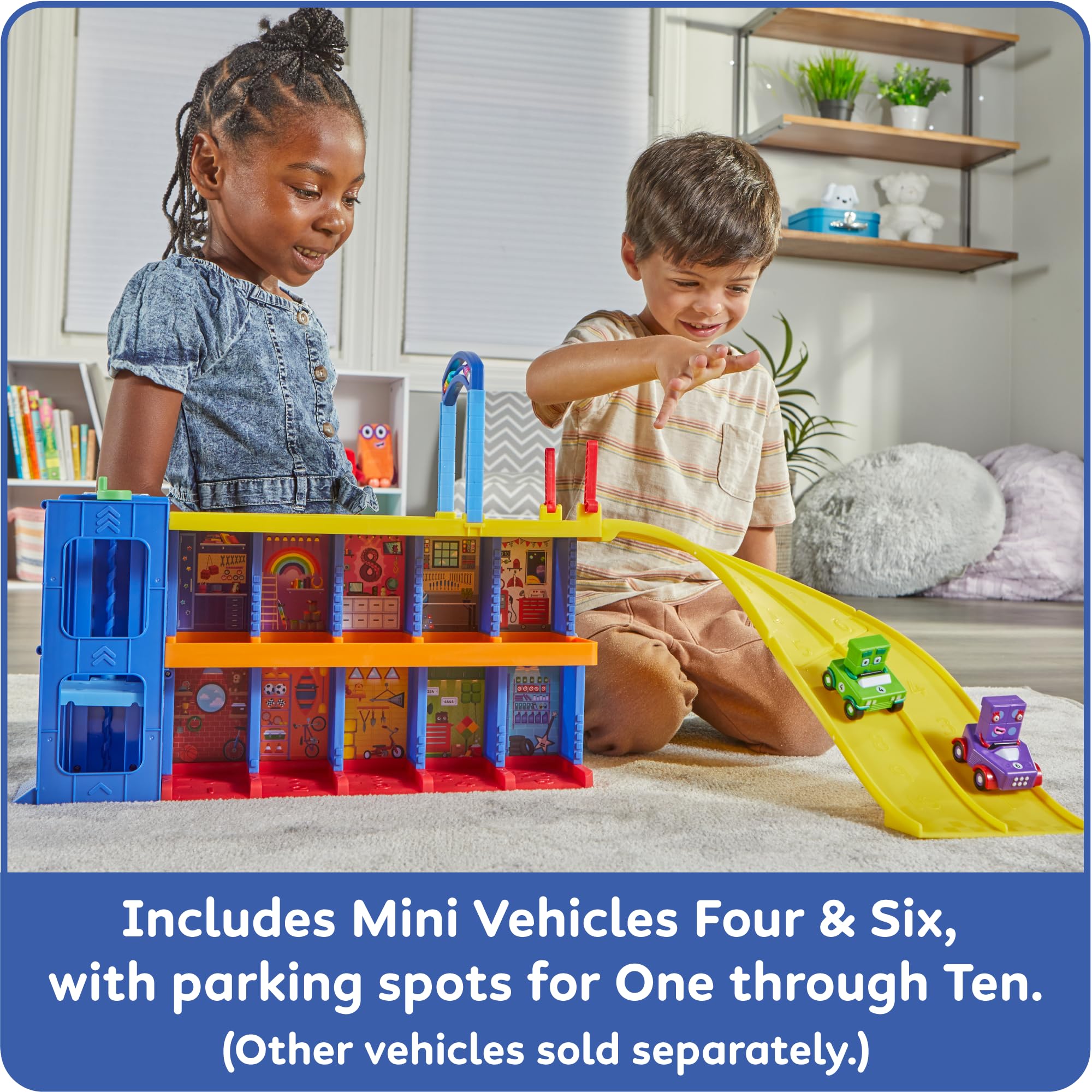 hand2mind Counting Car Garage, Race Car Track, Toy Vehicle Playsets, Parking Garage, Pretend Play Sets for Preschoolers, Preschool Math Learning Activities, Numbers for Toddlers, Kids Birthday Gifts