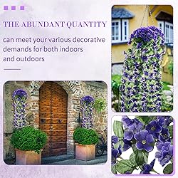 XunYee 4 Pack Violet Hanging Flowers Artificial