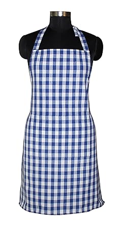 Airwill, 100% Cotton Yarn-Dyed Designer Checked Weave Aprons, Sized 65cm in Width & 80cm in Length with 1 Center Pocket, Adjustable Buckle on Top and 2 Long Ties On Both 2 Sides. Pack of 1 Piece