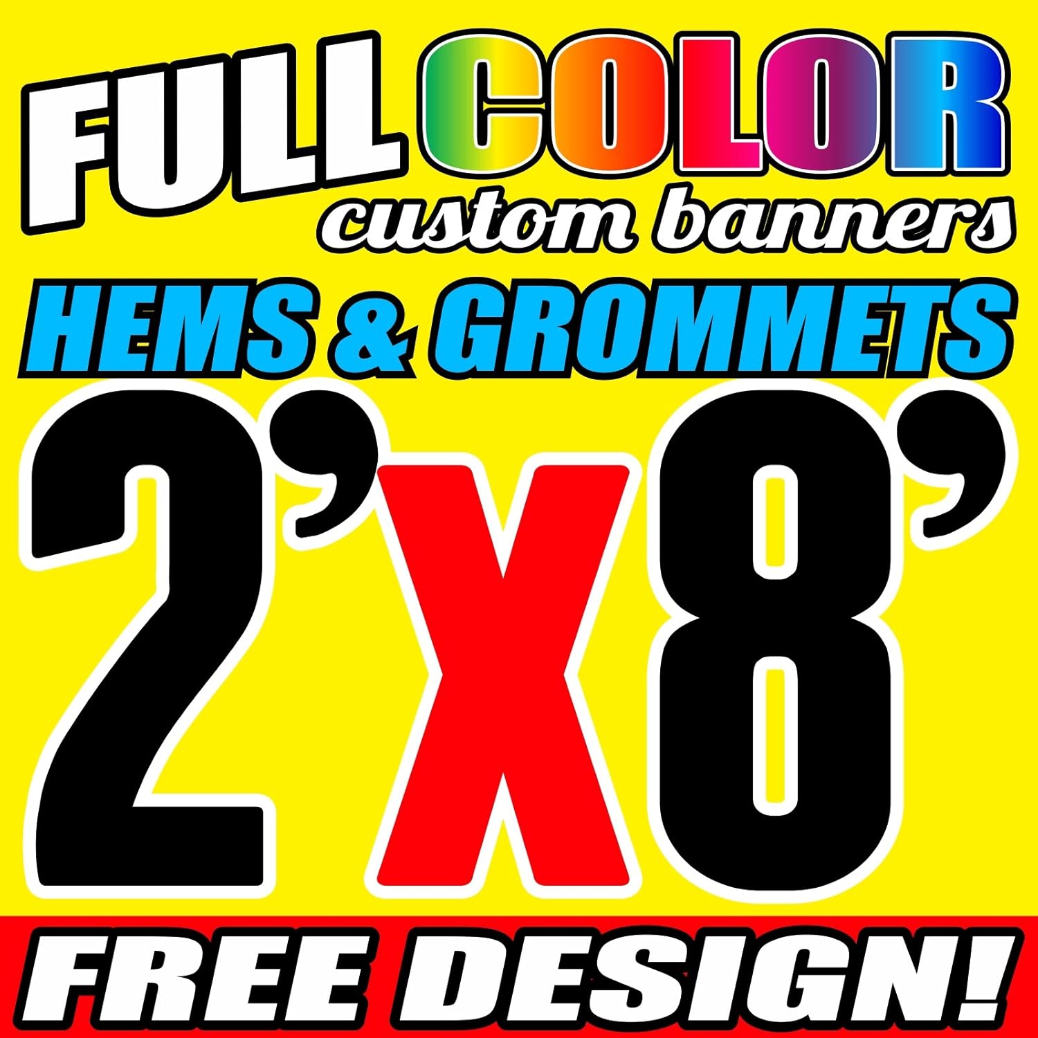 Amazon Com 2 X 8 Full Color Printed Custom Banner 13oz Vinyl