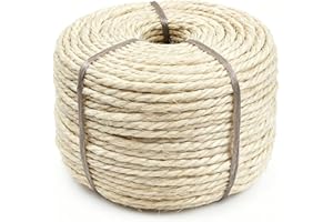 HTJZWG 164ft Sisal Rope for Cat Scratcher | Cat Scratching Post Rope Replacement | Cat Tree Rope | Replacement to Refresh Cat Furniture | Twine for Crafting & Gardening | Light Color