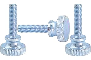 LBY 20pcs Knurled Thumb Screws, M5 x 20mm Flat Knurled Head Fully Threaded, Carbon Steel Galvanized (Double Layer Step)