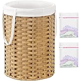 SETVSON Laundry Hamper Laundry Basket Round 19.0 Gal (72 L) Handwoven Rattan Hamper, Large Wicker Hamper Basket with Removable Liner Bag Handles 2 Mesh Bags for Bathroom Living Room Natural (No Lid)