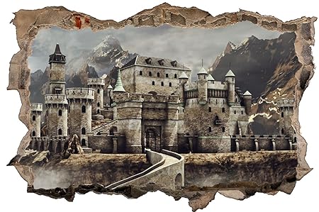 Alte Burg Schloss Mittelalter Fantasy Wandtattoo Wandsticker Wandaufkleber D0620 Größe 100 cm x 150 cm