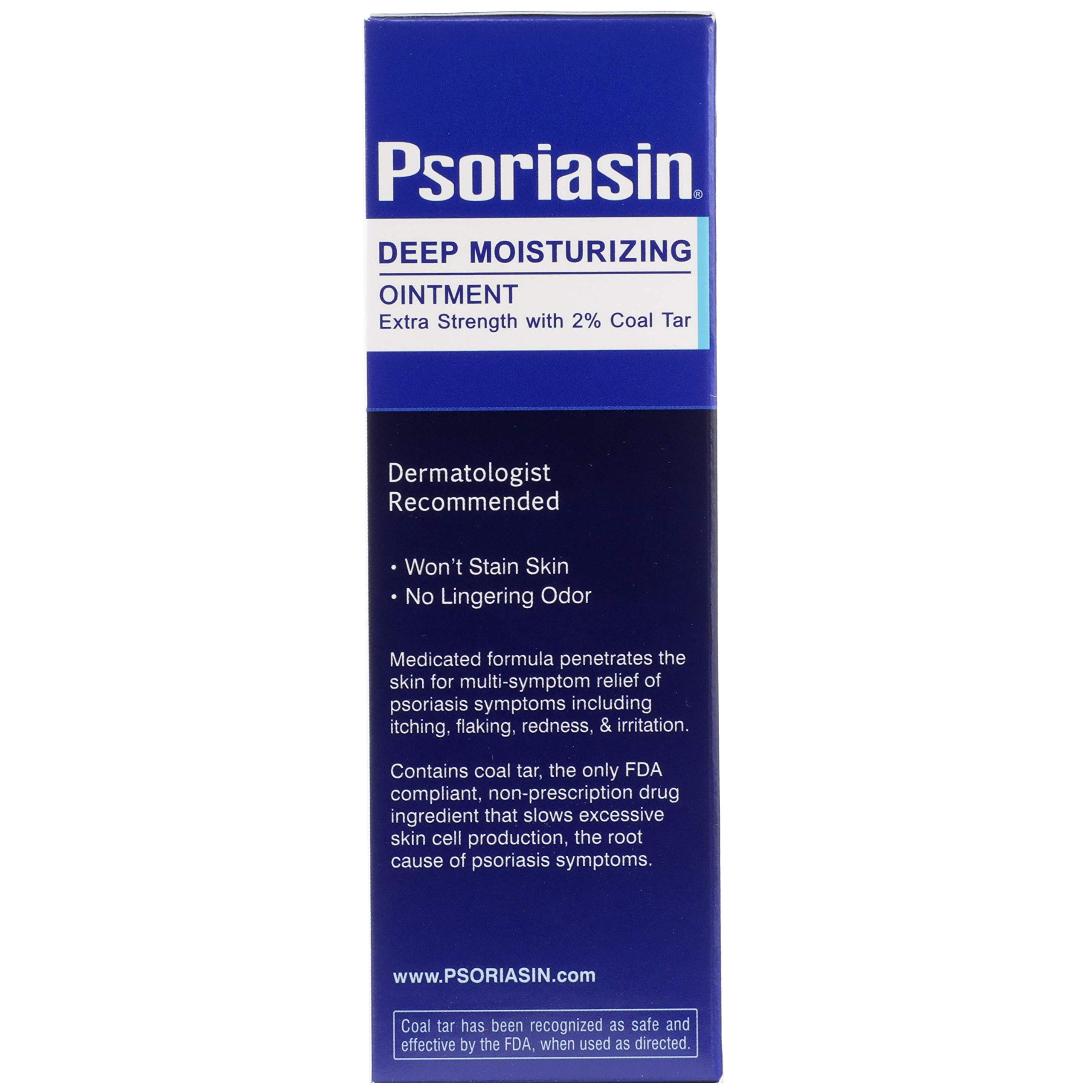 Psoriasin Deep Moisturizing Ointment - 2% Coal Tar - Stops Psoriasis Itching, Scaling, Redness - 4.2 oz