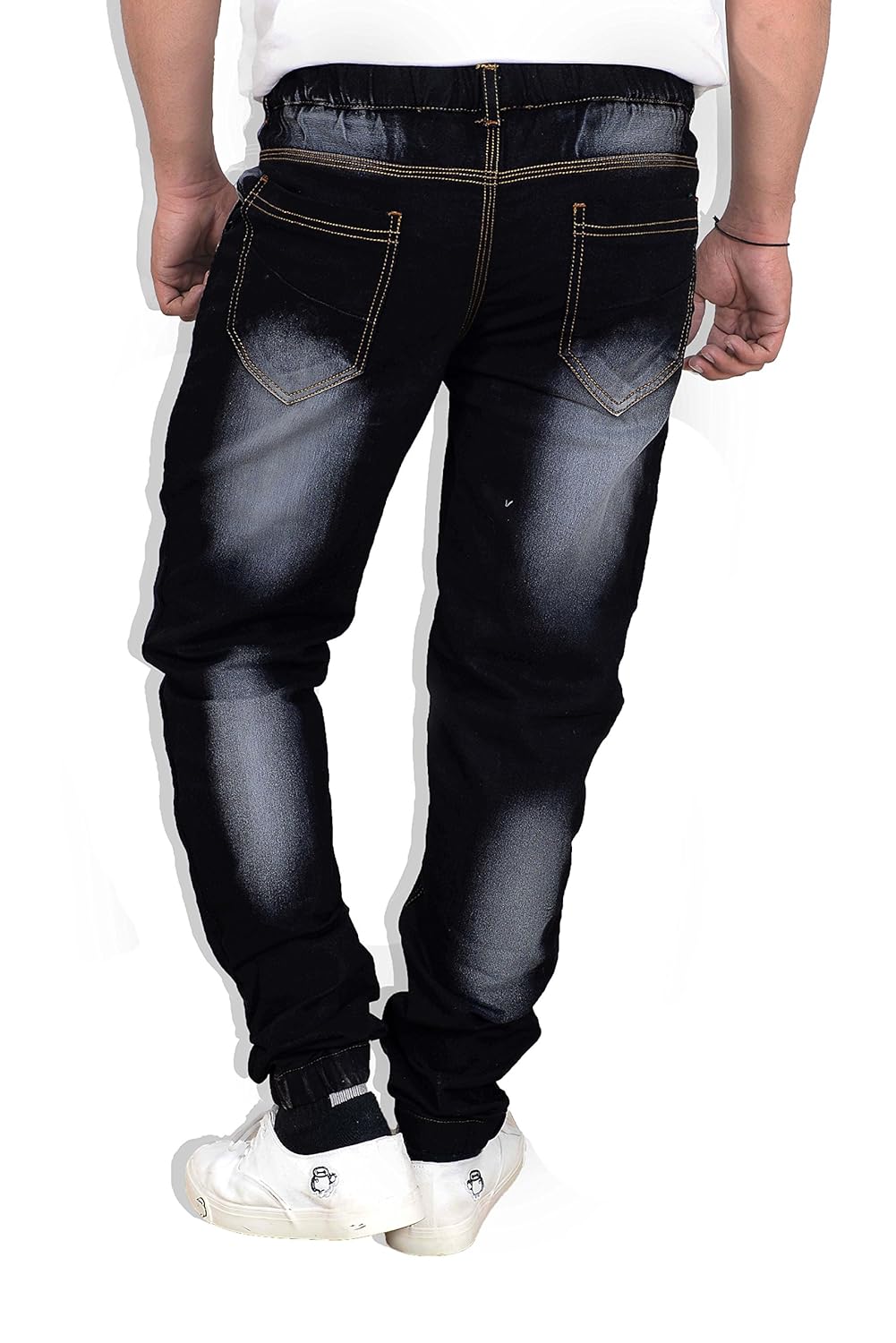 styzon regular men's dark black jogger fit jeans